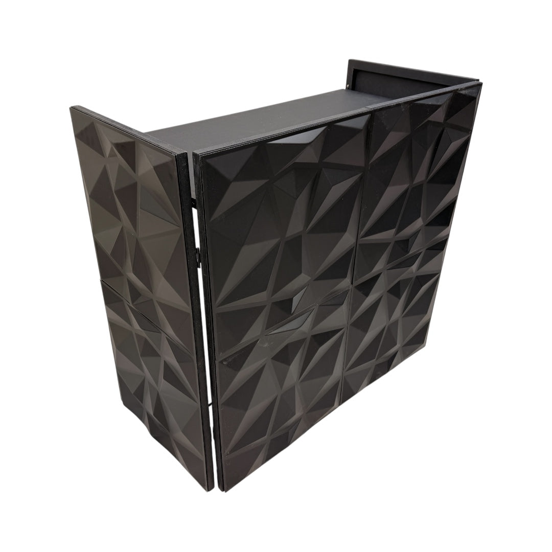 Cabina Dj Booth Mesa Plegable Páneles 3D Negros Desmontables