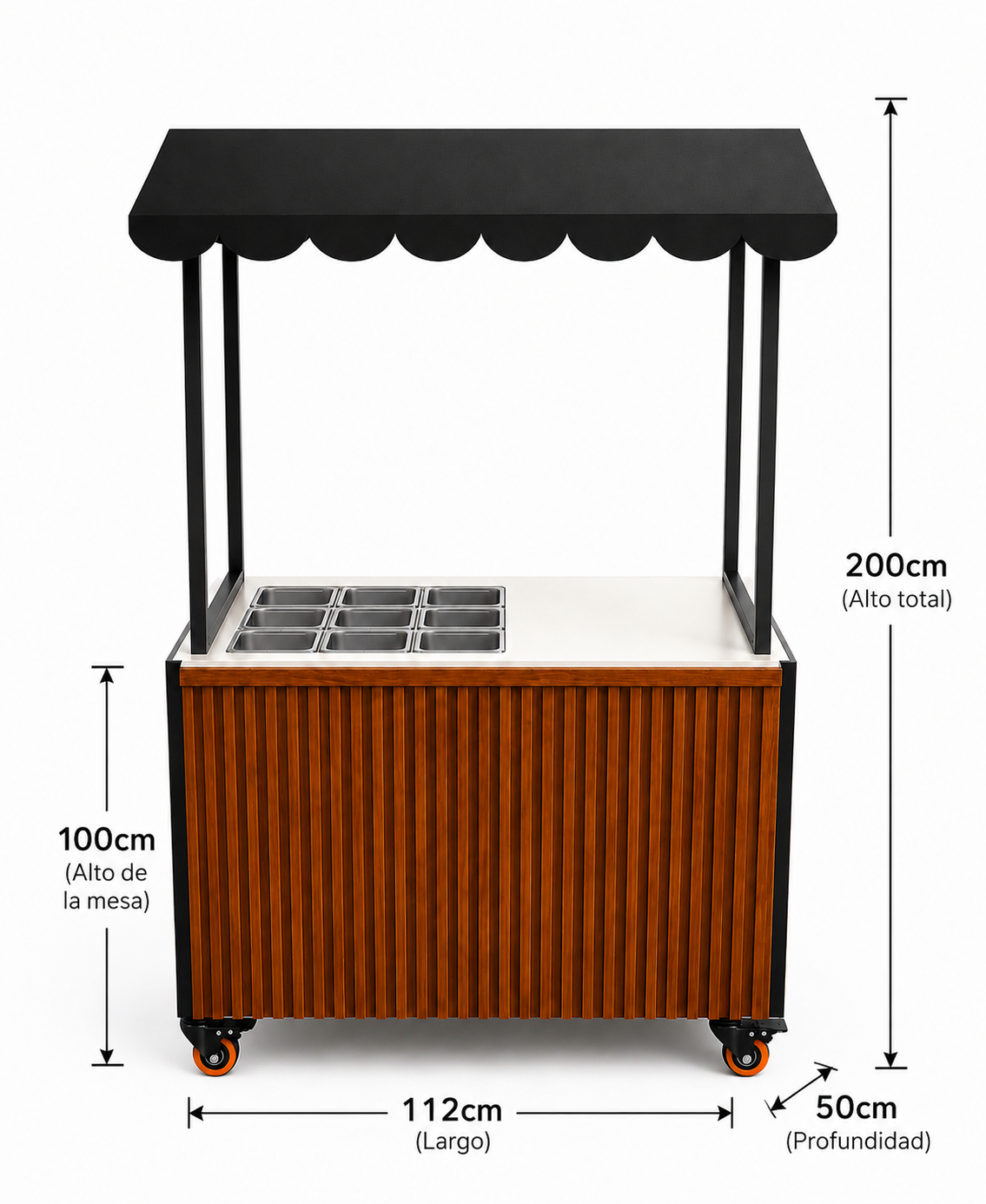 Carrito Snack Bar Desarmable con Toldo