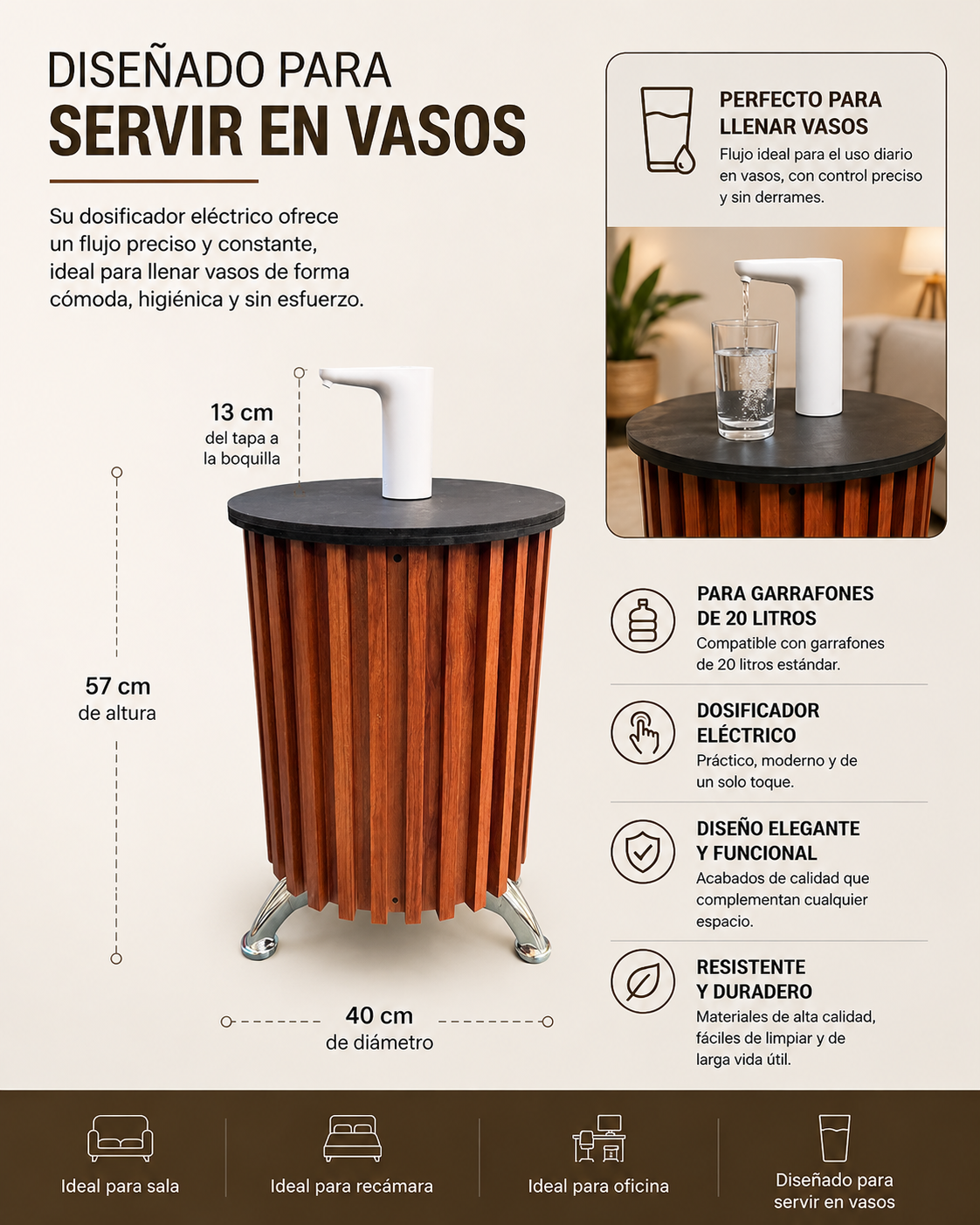 Dispensador De Agua Porta Garrafón Dosificador Eléctrico