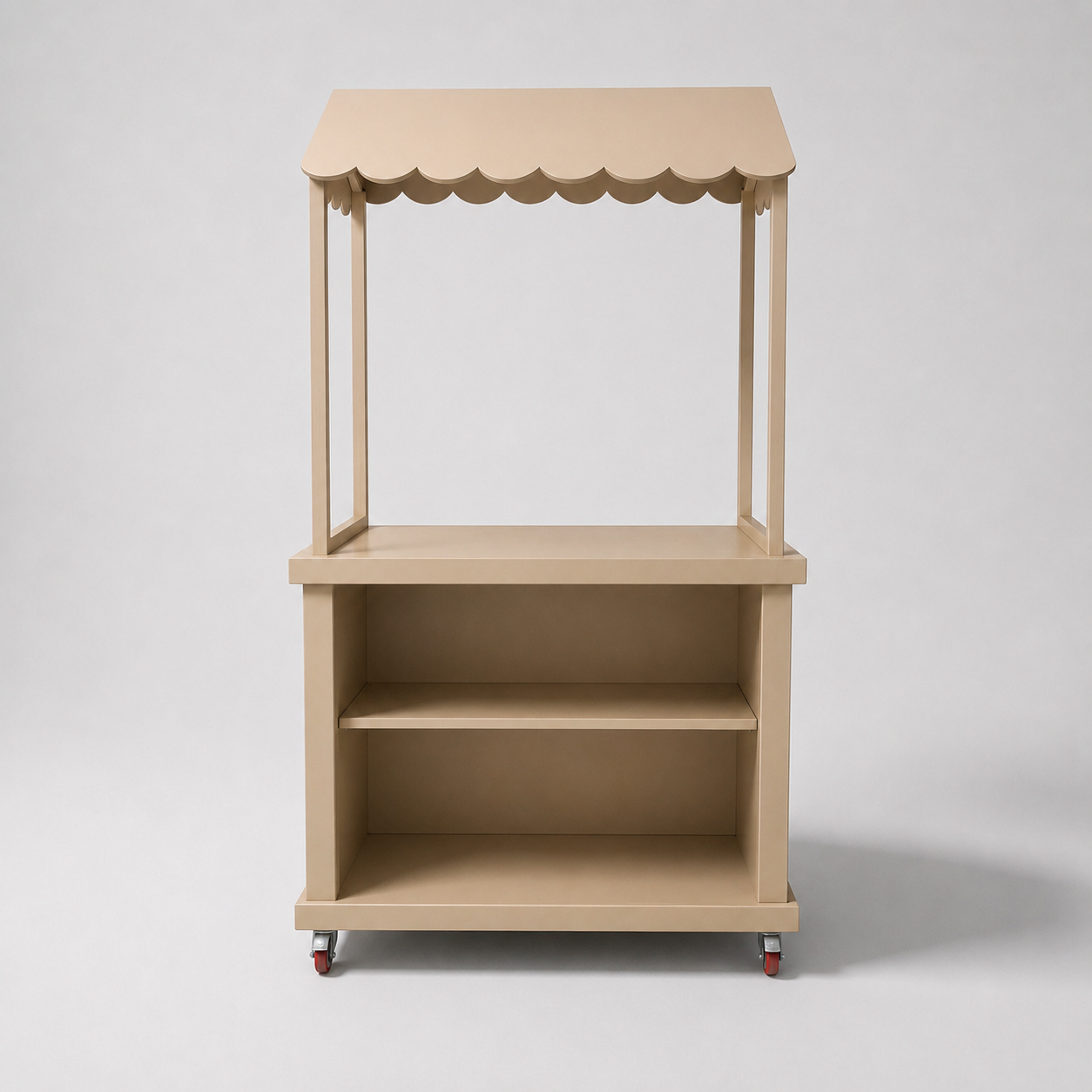 Carrito de snacks desarmable tapa lisa MDF con toldo