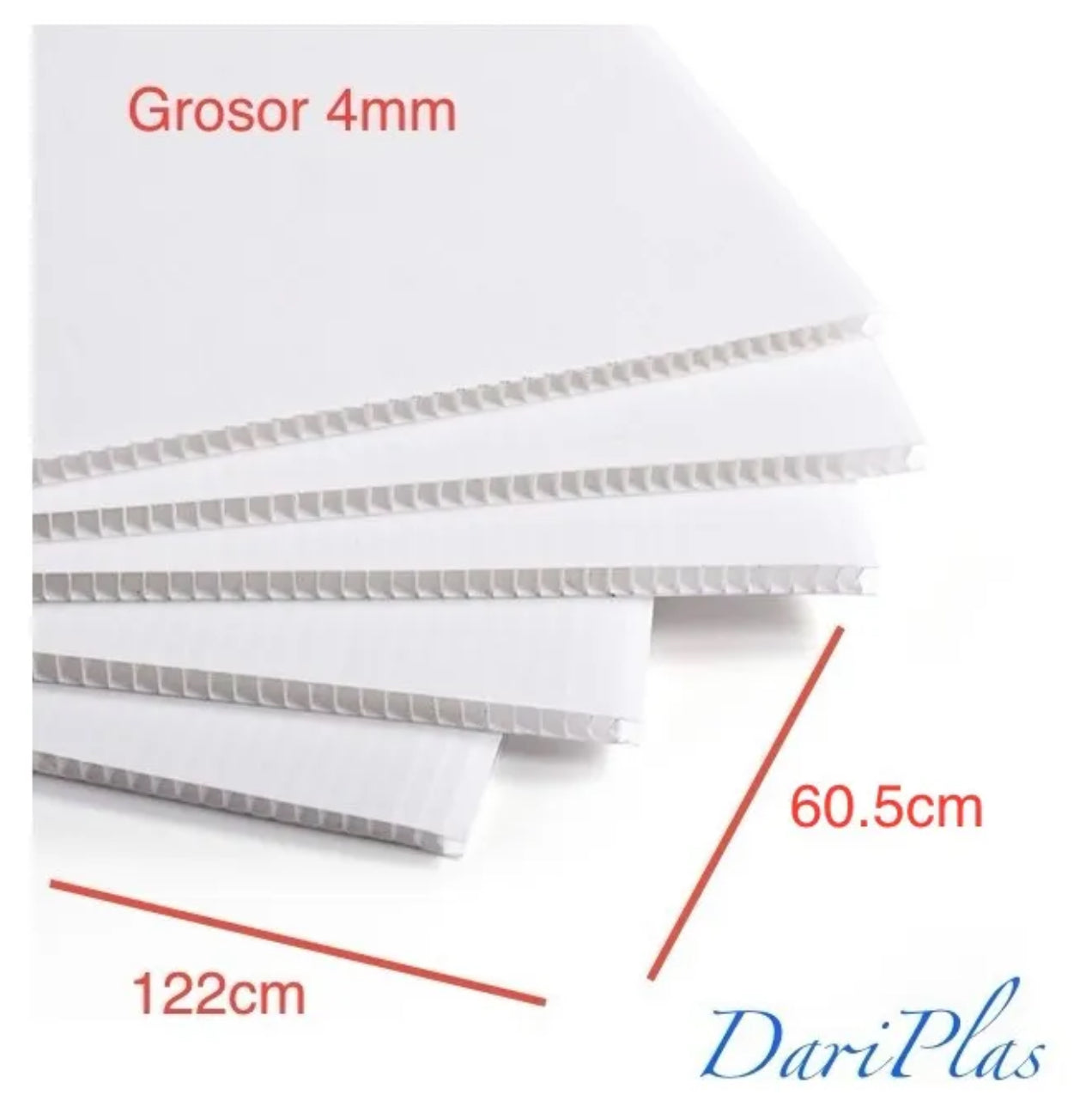 Coroplast Blanco 4 Láminas Plástico Corrugado
122x61 4m Dari