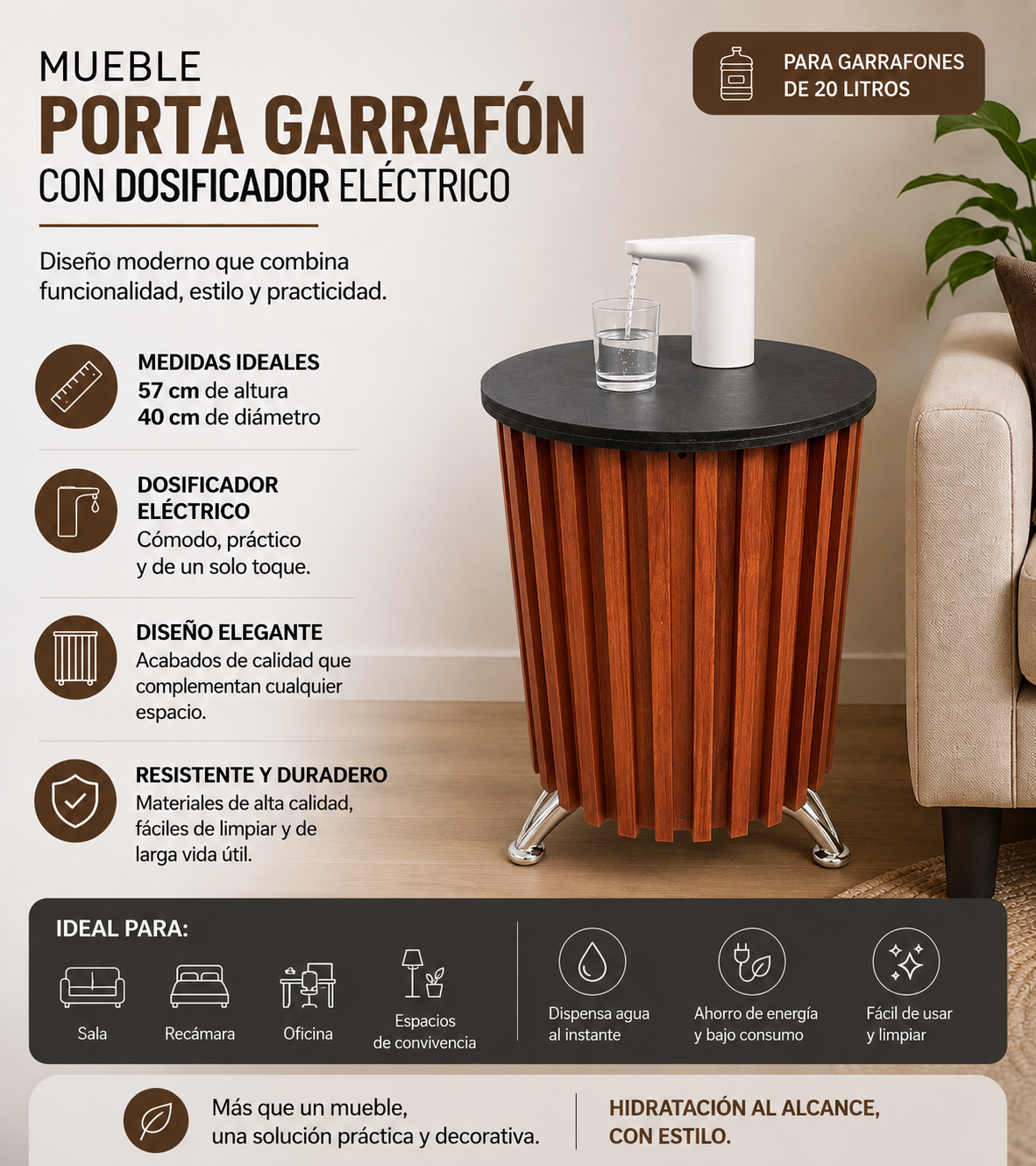 Dispensador De Agua Porta Garrafón Dosificador Eléctrico