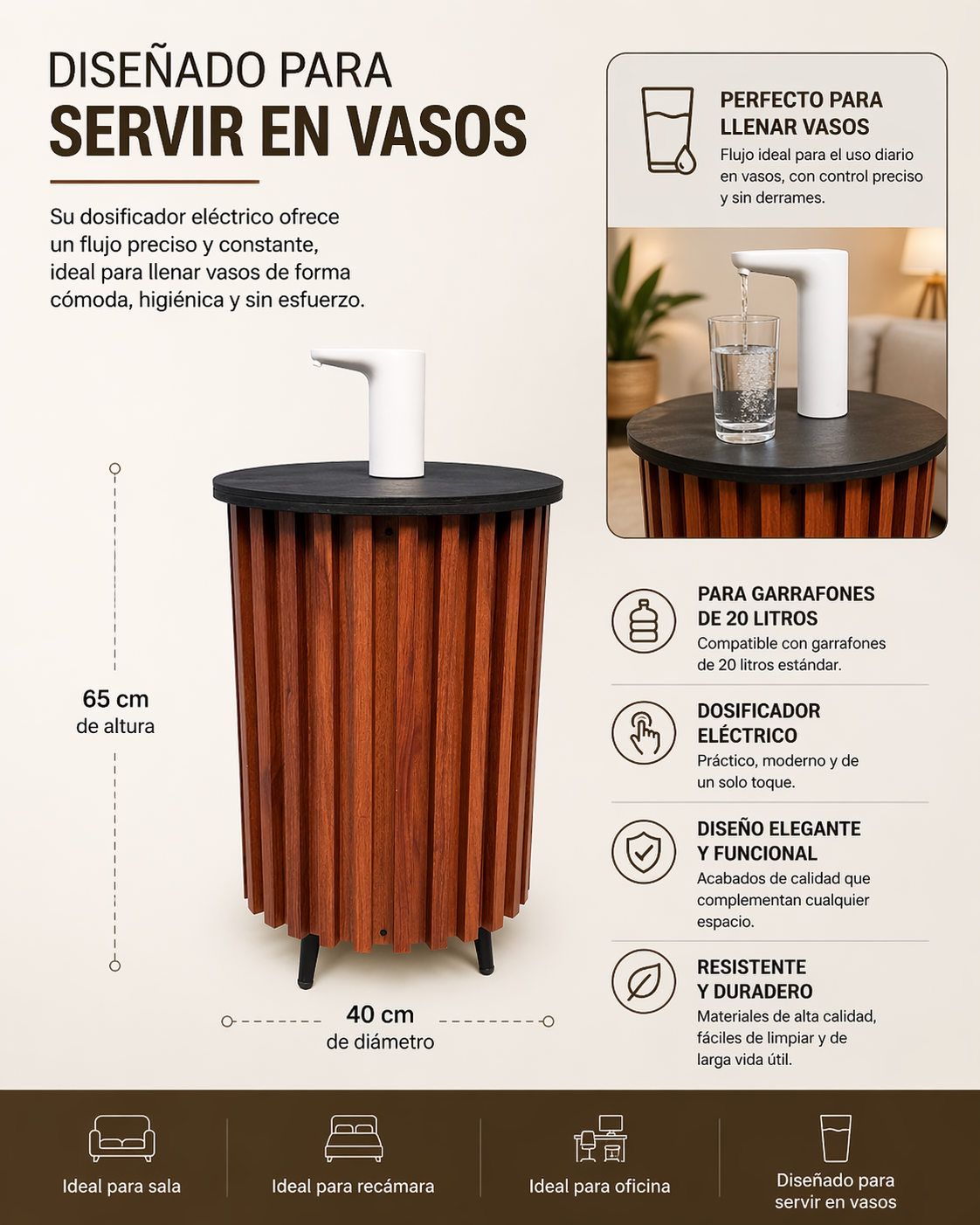 Dispensador De Agua Porta Garrafón Dosificador Eléctrico
