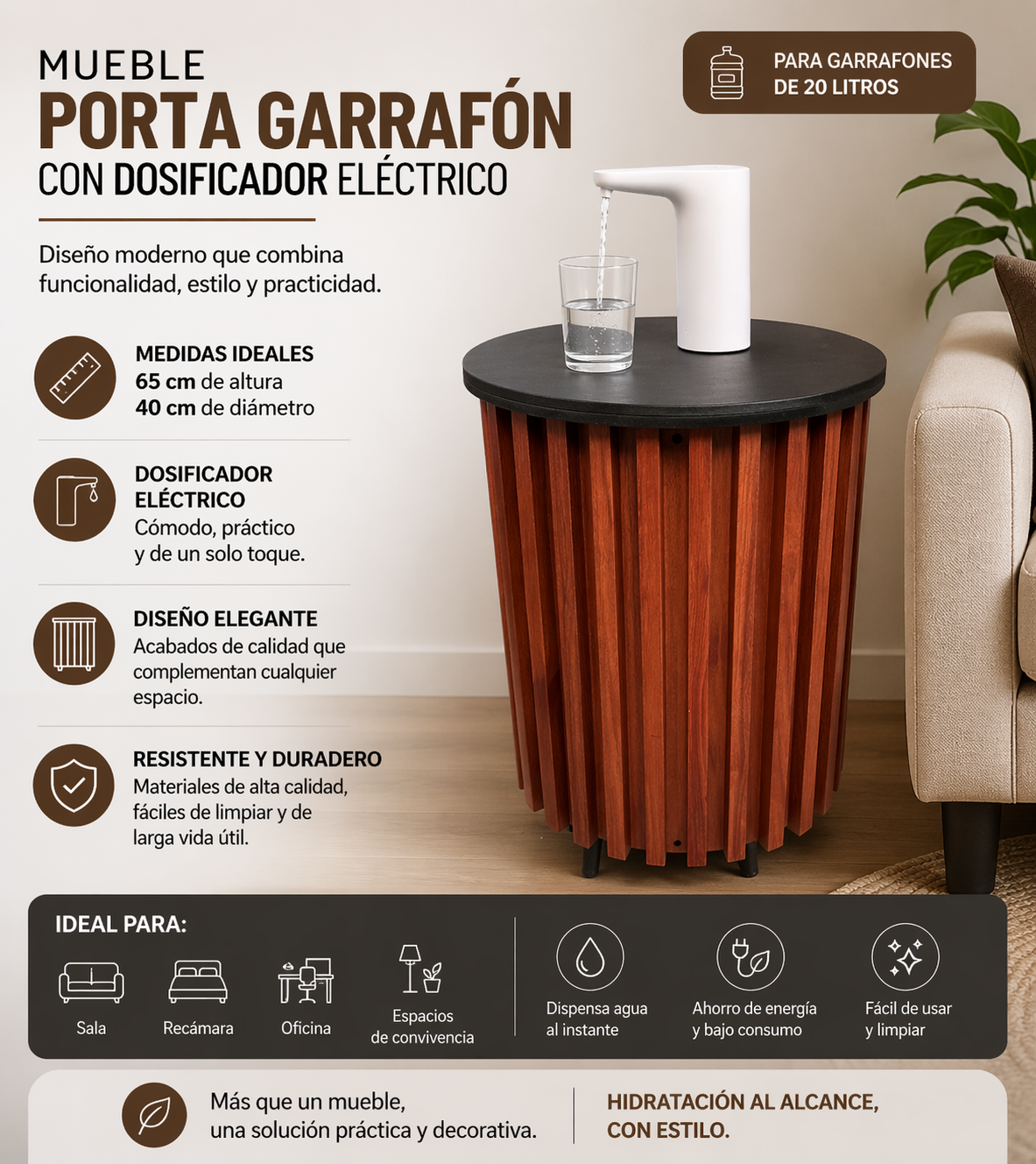 Dispensador De Agua Porta Garrafón Dosificador Eléctrico