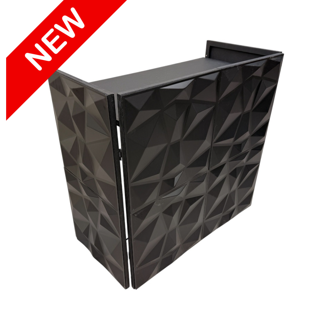 Cabina Dj Booth Mesa Plegable Páneles 3D Negros Desmontables