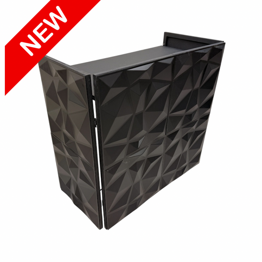 Cabina Dj Booth Mesa Plegable Páneles 3D Negros Desmontables