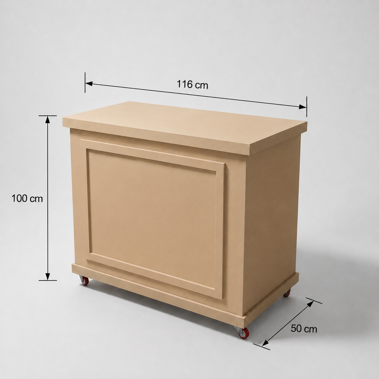 Carrito de snacks desarmable tapa lisa MDF natural