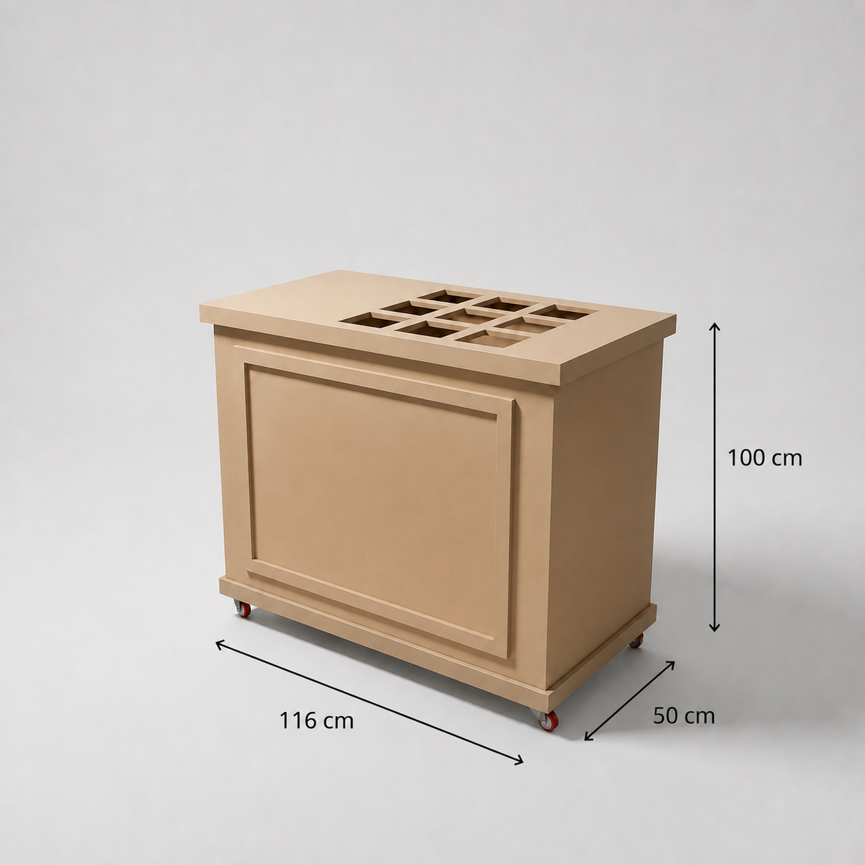 Carrito de snacks desarmable MDF natural