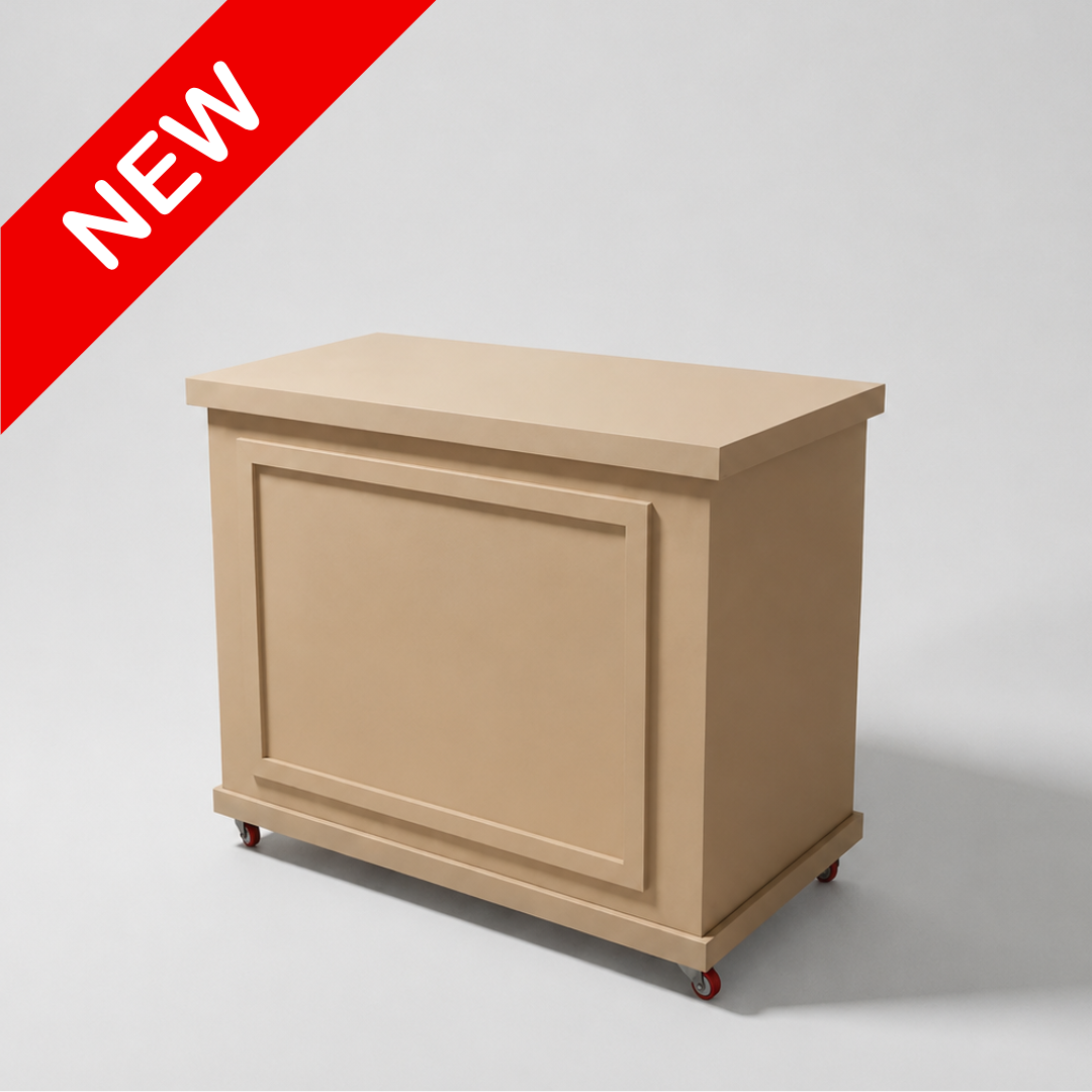 Carrito de snacks desarmable tapa lisa MDF natural