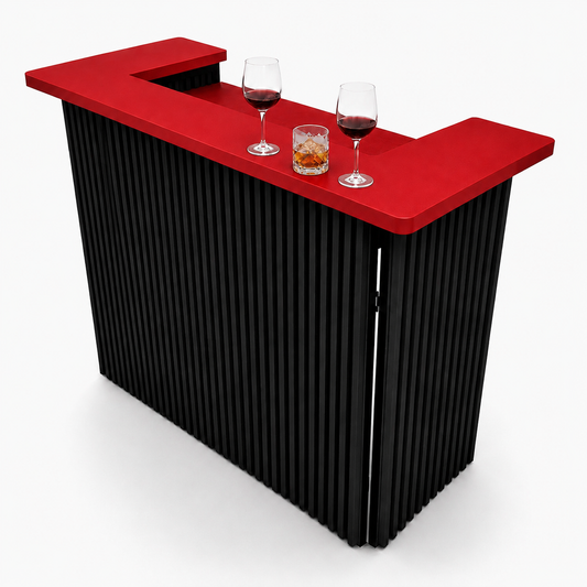 Barra de Bebidas Tipo Lambrín Negro/Rojo