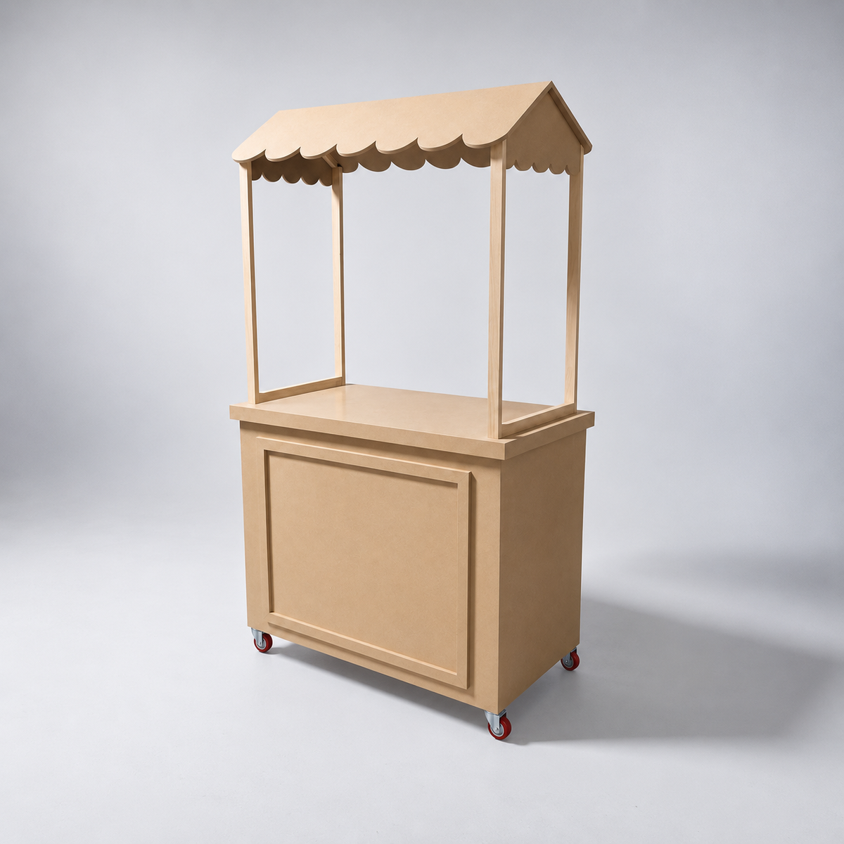 Carrito de snacks desarmable tapa lisa MDF con toldo