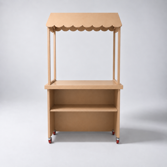 Carrito de snacks desarmable tapa lisa MDF con toldo